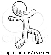 Poster, Art Print Of Halftone Design Mascot Man Running Away In Hysterical Panic Direction Right
