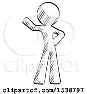 Halftone Design Mascot Man Waving Right Arm With Hand On Hip