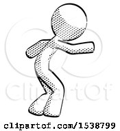Poster, Art Print Of Halftone Design Mascot Man Sneaking While Reaching For Something