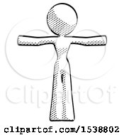 Poster, Art Print Of Halftone Design Mascot Woman T-Pose Arms Up Standing