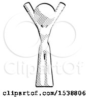 Halftone Design Mascot Woman Hands Up