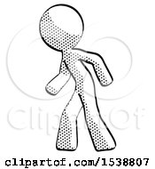 Poster, Art Print Of Halftone Design Mascot Man Suspense Action Pose Facing Left