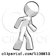 Poster, Art Print Of Halftone Design Mascot Man Suspense Action Pose Facing Right