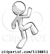 Poster, Art Print Of Halftone Design Mascot Woman Kick Pose Start