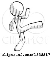 Poster, Art Print Of Halftone Design Mascot Woman Kick Pose