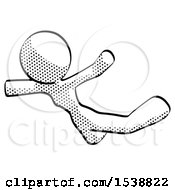 Halftone Design Mascot Woman Skydiving Or Falling To Death