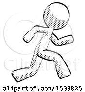 Poster, Art Print Of Halftone Design Mascot Man Running Fast Right