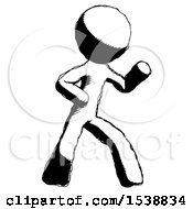 Ink Design Mascot Man Martial Arts Defense Pose Right