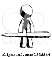 Poster, Art Print Of Ink Design Mascot Man Weightlifting A Giant Pen