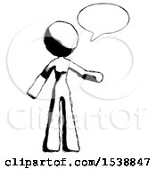 Poster, Art Print Of Ink Design Mascot Woman With Word Bubble Talking Chat Icon
