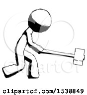 Poster, Art Print Of Ink Design Mascot Man Hitting With Sledgehammer Or Smashing Something