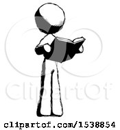 Ink Design Mascot Woman Reading Book While Standing Up Facing Away