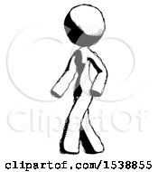 Ink Design Mascot Woman Man Walking Turned Left Front View
