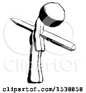 Ink Design Mascot Man Impaled Through Chest With Giant Pen