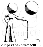 Ink Design Mascot Woman With Info Symbol Leaning Up Against It
