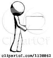 Ink Design Mascot Man Show Tablet Device Computer To Viewer Blank Area