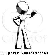 Ink Design Mascot Woman Waving Left Arm With Hand On Hip
