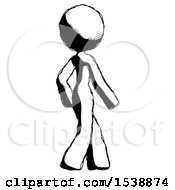 Ink Design Mascot Woman Walking Away Direction Right View