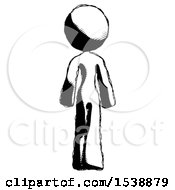 Ink Design Mascot Woman Walking Away Back View