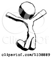 Poster, Art Print Of Ink Design Mascot Woman Jumping Or Kneeling With Gladness