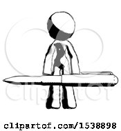 Ink Design Mascot Woman Lifting A Giant Pen Like Weights