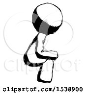 Poster, Art Print Of Ink Design Mascot Man Squatting Facing Right