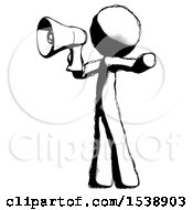 Poster, Art Print Of Ink Design Mascot Man Shouting Into Megaphone Bullhorn Facing Left