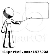 Ink Design Mascot Woman Pointing At Dry-Erase Board With Stick Giving Presentation