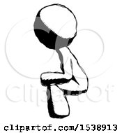 Poster, Art Print Of Ink Design Mascot Man Squatting Facing Left