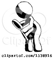 Ink Design Mascot Man Inspecting With Large Magnifying Glass Left