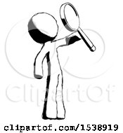 Ink Design Mascot Man Inspecting With Large Magnifying Glass Facing Up