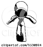 Ink Design Mascot Woman Looking Down Through Magnifying Glass