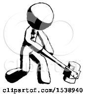Poster, Art Print Of Ink Design Mascot Man Hitting With Sledgehammer Or Smashing Something At Angle