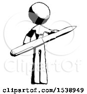 Ink Design Mascot Woman Posing Confidently With Giant Pen