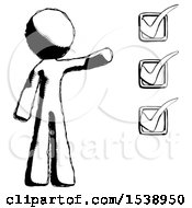 Poster, Art Print Of Ink Design Mascot Man Standing By List Of Checkmarks