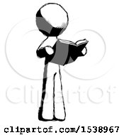Poster, Art Print Of Ink Design Mascot Man Reading Book While Standing Up Facing Away