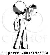 Poster, Art Print Of Ink Design Mascot Man Shouting Into Megaphone Bullhorn Facing Right