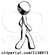 Poster, Art Print Of Ink Design Mascot Woman Walking Right Side View