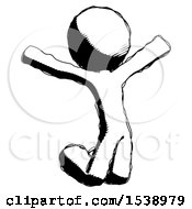 Poster, Art Print Of Ink Design Mascot Man Jumping Or Kneeling With Gladness