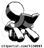 Ink Design Mascot Woman Reading Book While Sitting Down