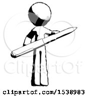 Ink Design Mascot Man Posing Confidently With Giant Pen