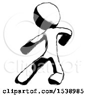 Ink Design Mascot Man Karate Defense Pose Left