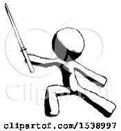 Poster, Art Print Of Ink Design Mascot Man With Ninja Sword Katana In Defense Pose