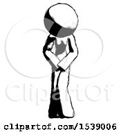 Ink Design Mascot Female Bending Over Sick Or In Pain