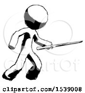 Poster, Art Print Of Ink Design Mascot Man Stabbing With Ninja Sword Katana