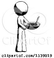 Ink Design Mascot Man Holding Noodles Offering To Viewer