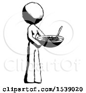 Ink Design Mascot Woman Holding Noodles Offering To Viewer