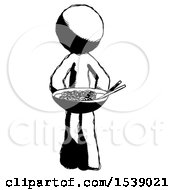 Ink Design Mascot Man Serving Or Presenting Noodles