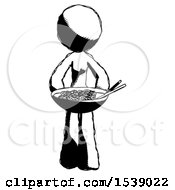 Poster, Art Print Of Ink Design Mascot Woman Serving Or Presenting Noodles
