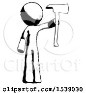 Ink Design Mascot Man Holding Up Red Firefighters Ax